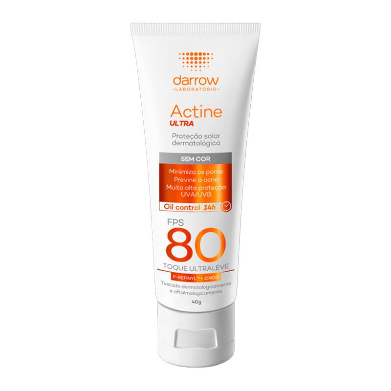 Protetor Solar Actine Ultra Sem Cor Fps80 Darrow 40g