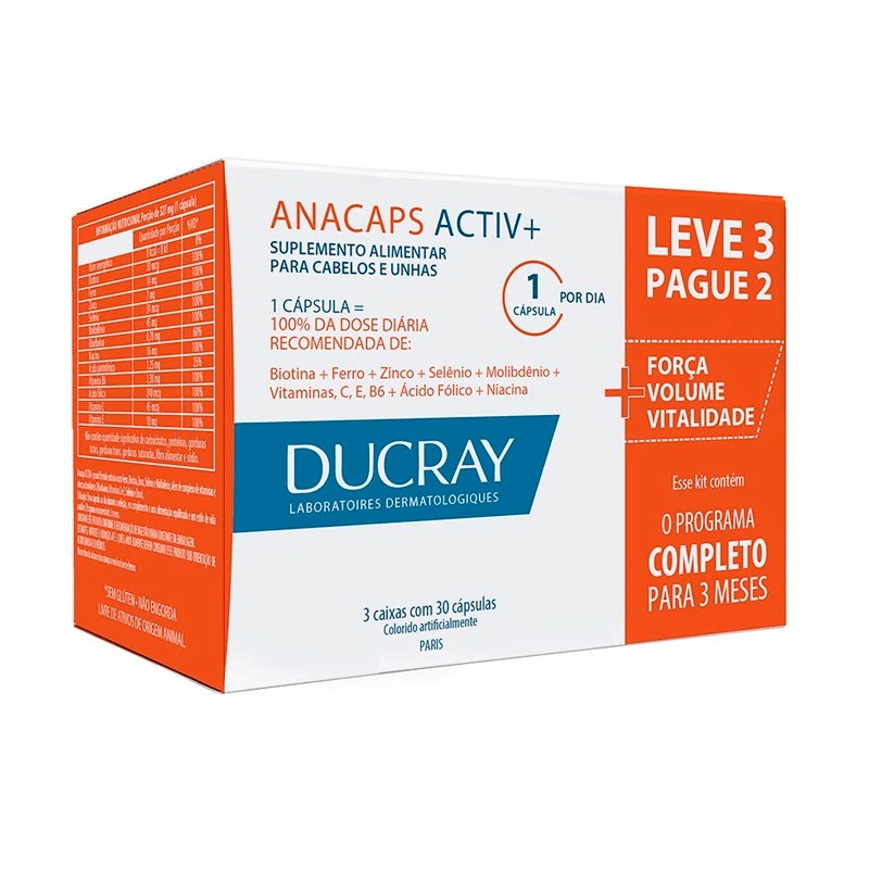 Anacaps Activ+ Leve 3 Pague 2 Ducray 90 Caps