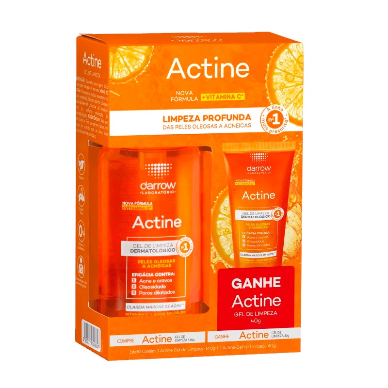 Pack Gel De Limpeza Actine 140g + Ganhe Gel De Limpeza Actine 40g Darrow 180g