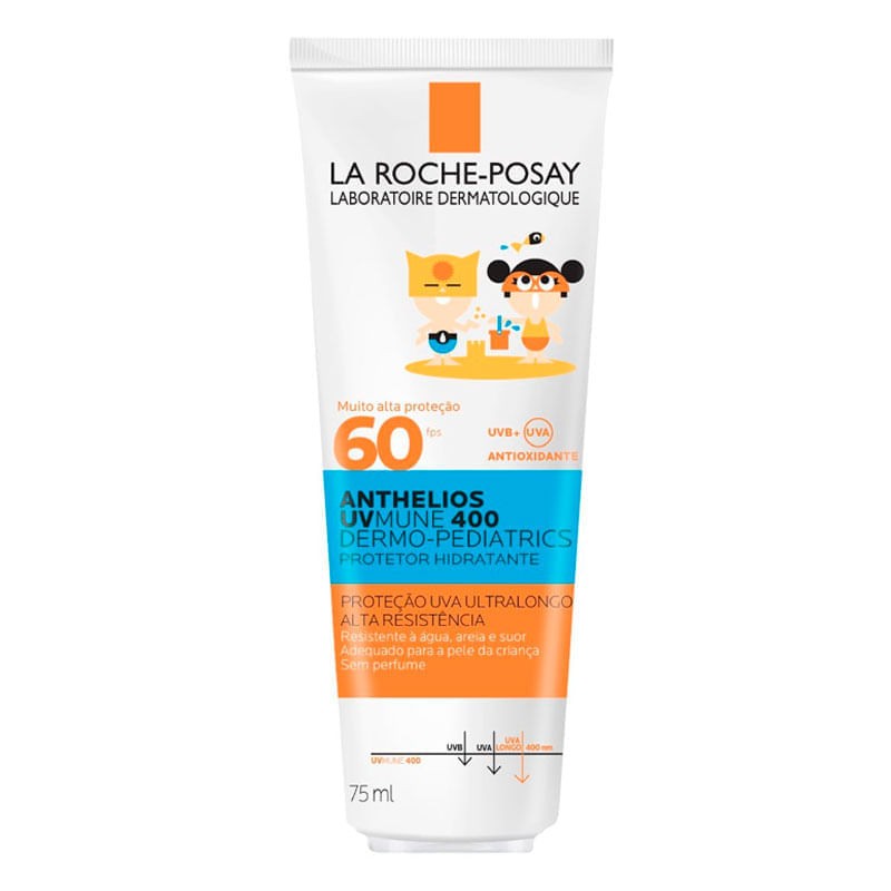 Protetor Solar Hidratante Infantil Locao FPS 60 Sem Perfume La Roche Posay Anthelios Uvmune 400 Dermo Pediatrics Bisnaga 75ml