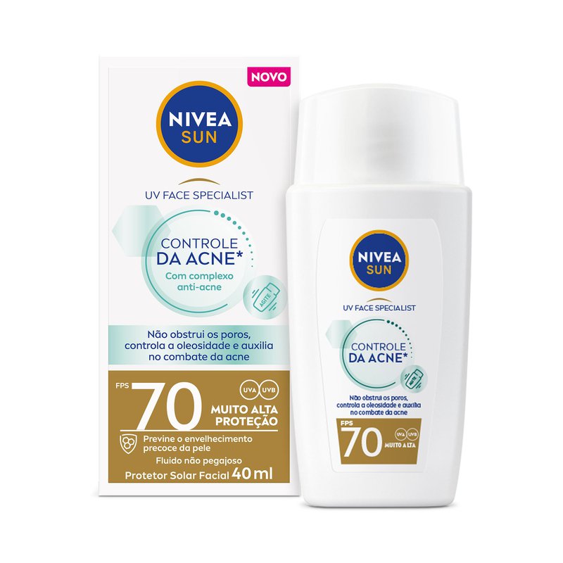 Protetor Solar Facial Controle Da Acne FPS 70 Nivea Sun UV Face Specialist Caixa 40ml