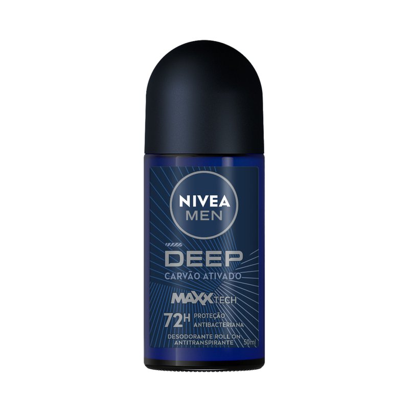 Desodorante Antitranspirante Roll-on Carvao Ativado 72H Nivea Men Deep 50ml