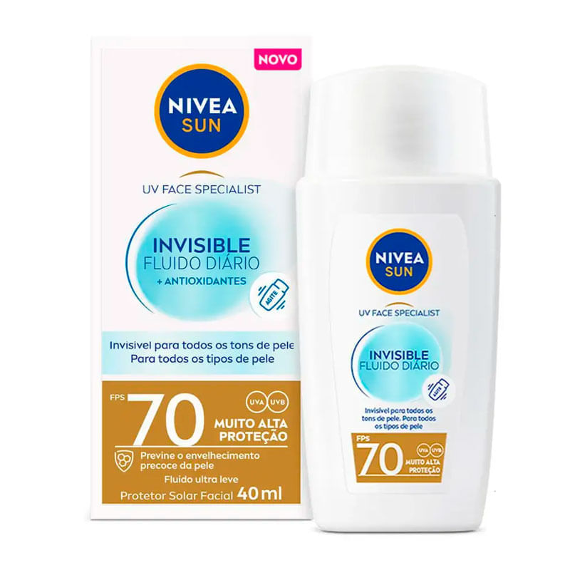 Protetor Solar Facial Fluido Invisible FPS 70 Nivea Sun UV Face Specialist Caixa 40ml