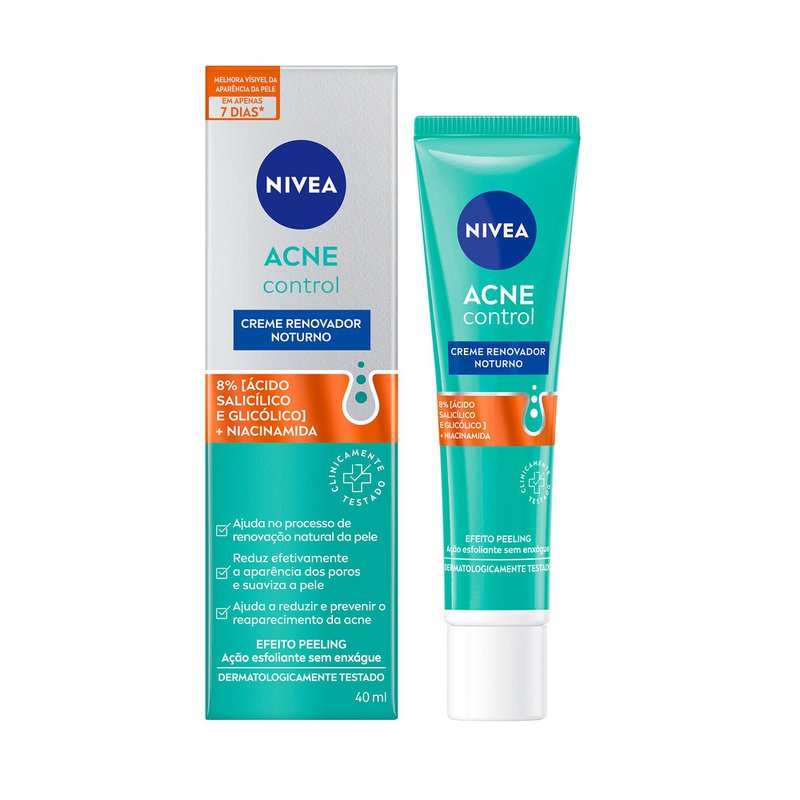 Creme Renovador Noturno Facial Nivea Acne Control Caixa 40ml