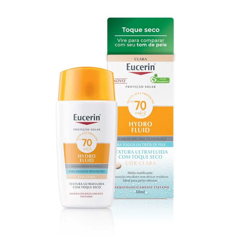 Protetor Solar Facial Eucerin Hydro Fluid Cor Clara Fps70 50ml