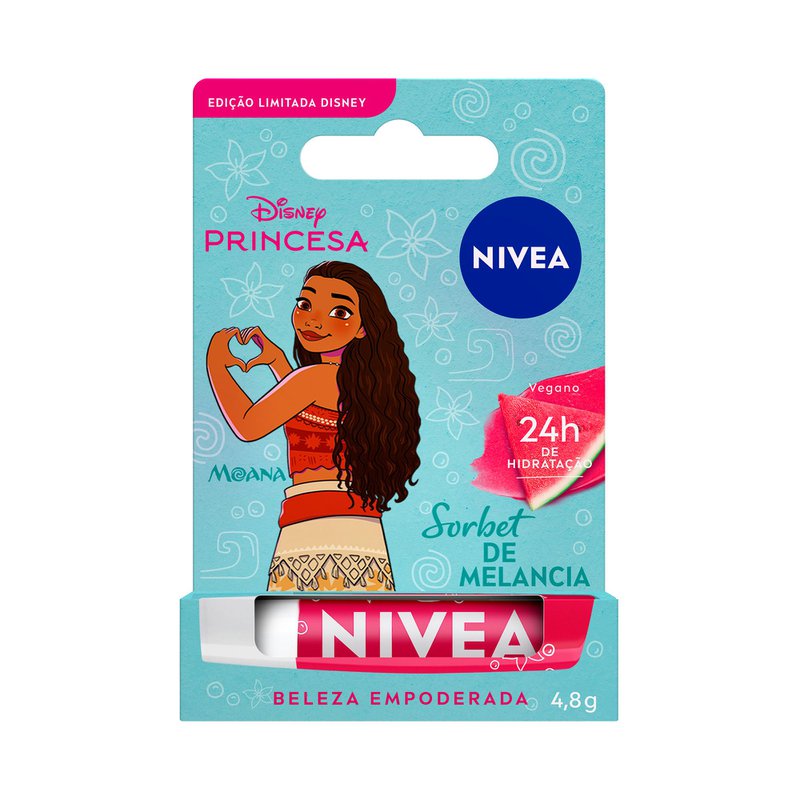 Nivea Hidratante Labial Sorbet De Melancia Ed. Limitada Moana Disney Princesa 4,8g