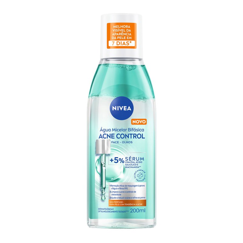 Agua Micelar Bifasica Sem Perfume Nivea Acne Control Frasco 200ml