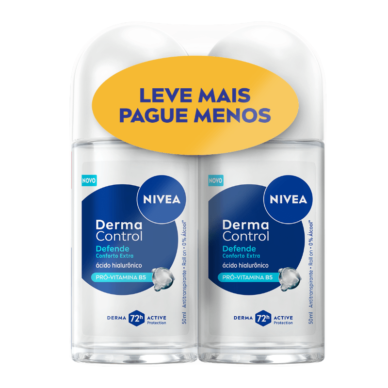 Pack Nivea Desodorante Roll-on Derma Control Defende 50ml - 2 Unidades
