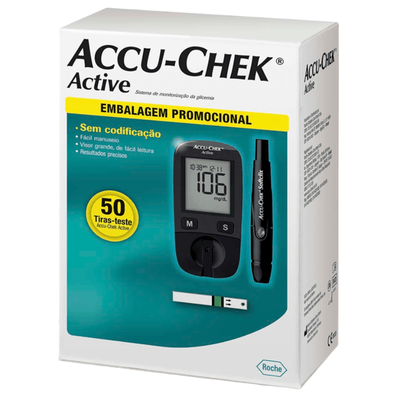 Kit Accu-chek Active Monitor com 50 Tiras + Lancetador