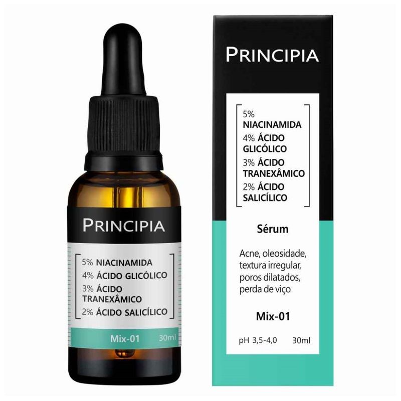 Serum Facial 5% Niacinamida + 4% Glicolico + 3% Tranexamico + 3% Salicilico Principia Mix-01 30ml