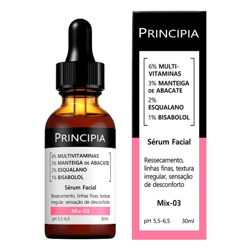 Serum Facial 6% Multivitaminas + 3% Manteiga De Abacate Principia Mix-03 30ml