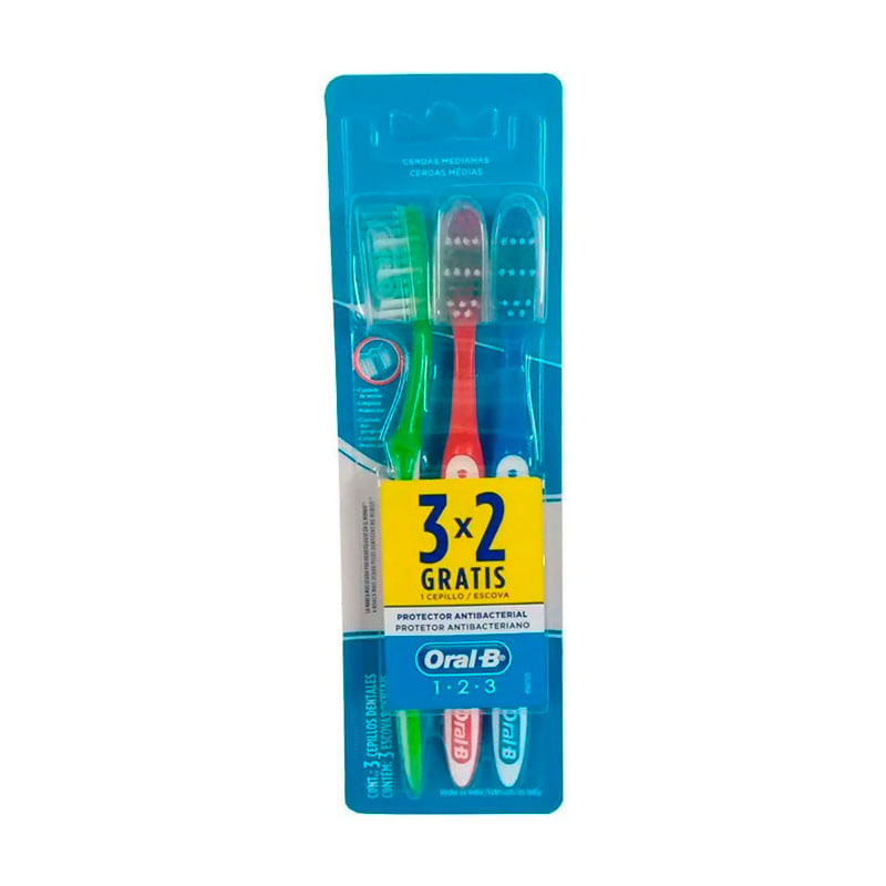 Escova Dental Oralb 123 Media Com 3 Unidades