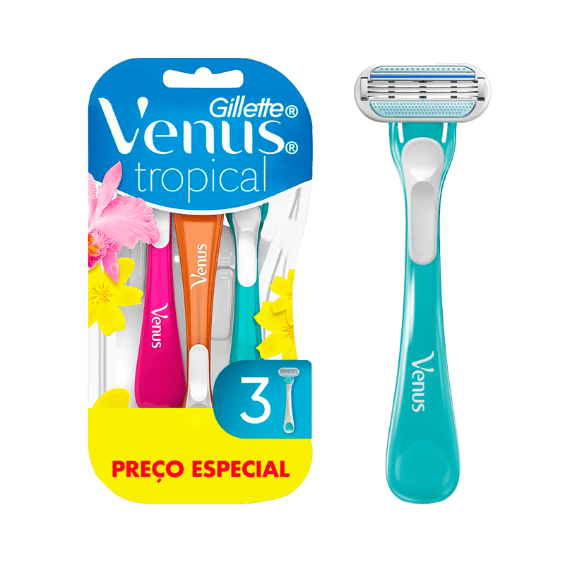 Aparelho Depilatorio Descartavel Gillette Venus Tropical Com 3 Unidades