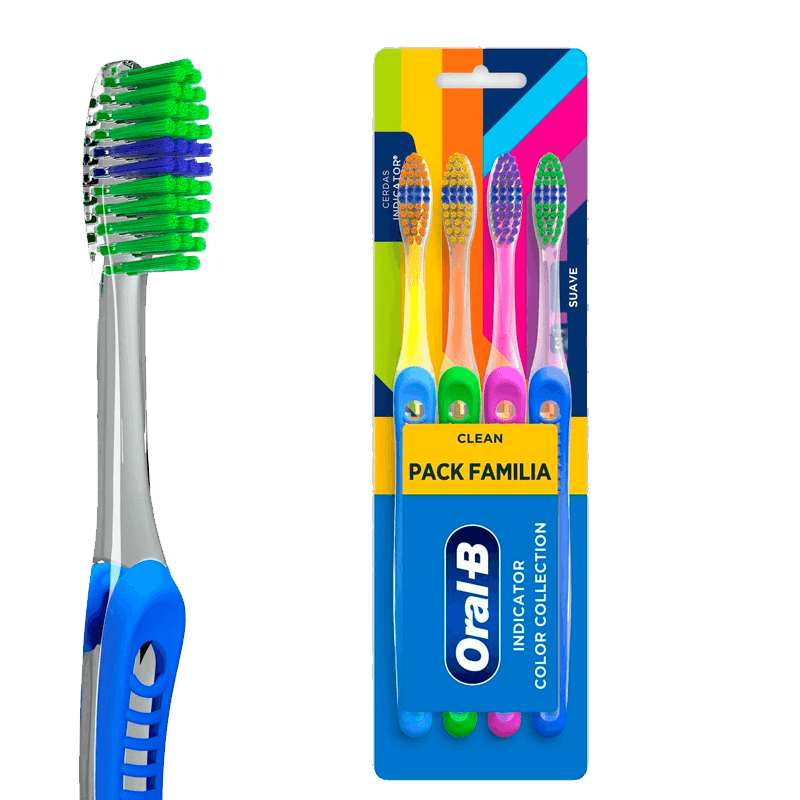 Escova Dental Oralb Indicator Color Collection Suave N30 Com 4 Unidades