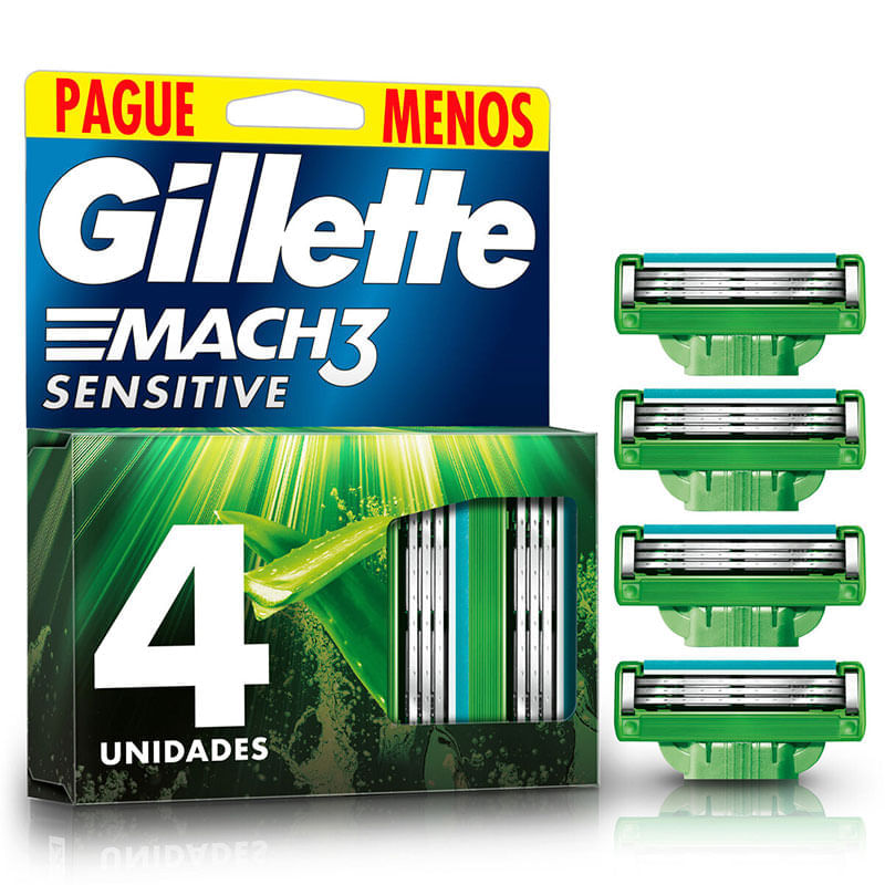 Carga Para Aparelho De Barbear Gillette Mach3 Sensitive Leve 4 Pague 3