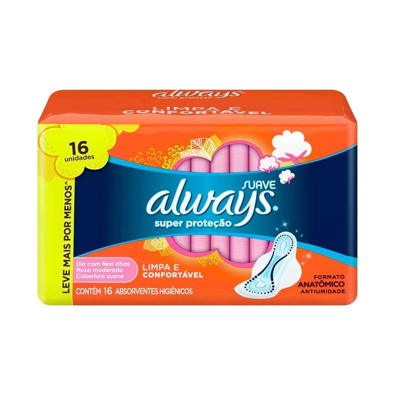 Absorvente Always Super Proteção Suave com Abas 16 un