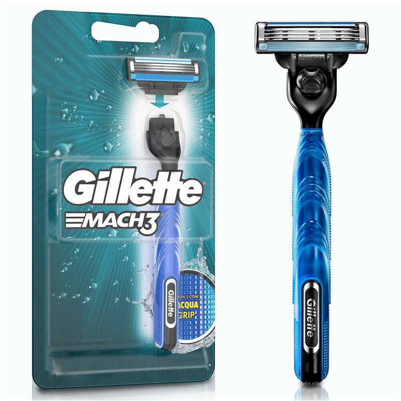 Aparelho De Barbear Gillette Mach3 Acqua Grip Com Carga
