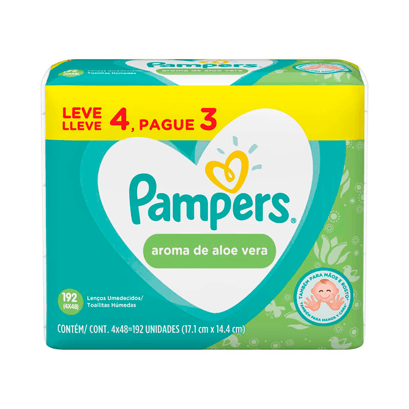 Lenã‡o Umedecido Pampers Aloe Vera Com 48 Leve 4 Pague 3