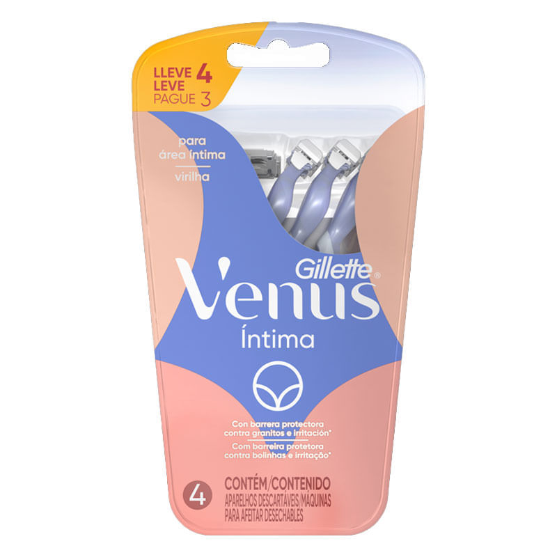 Aparelho Depilatorio Descartavel Gillette Venus Intima Com 4 Unidades