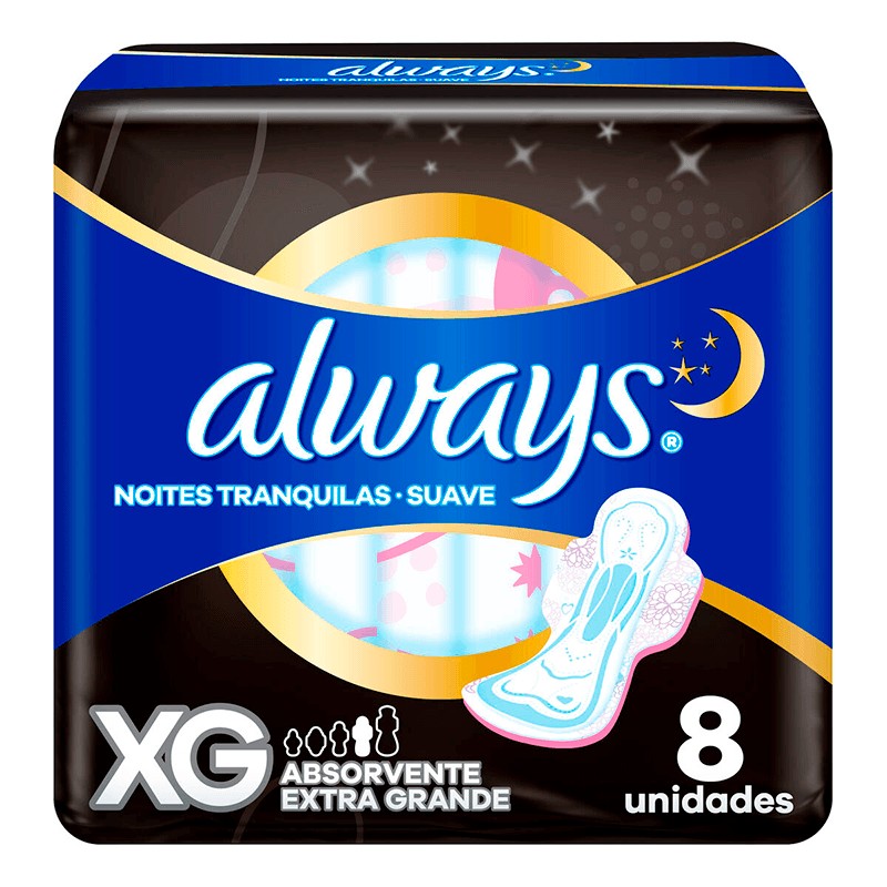 Absorvente Always Noturno Extra G 8 un com Abas