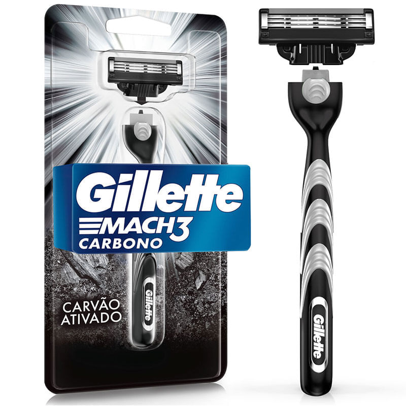 Aparelho De Barbear Gillette Mach3 Carbono Com Carga