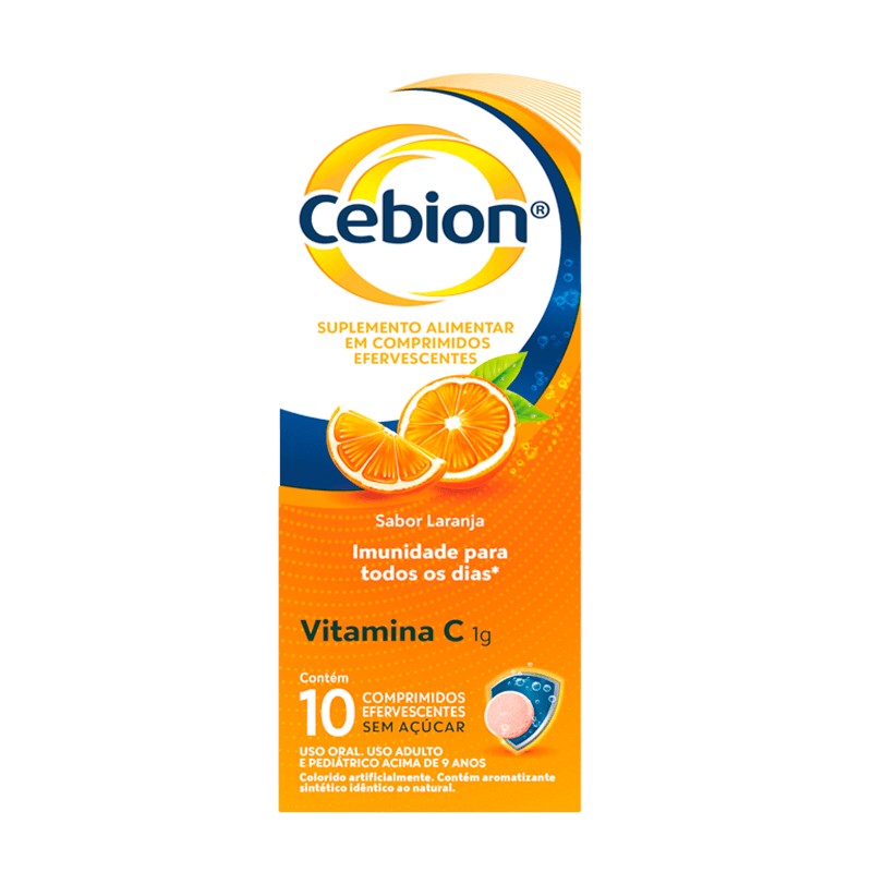 Cebion Sabor Laranja Sem Açucar 1g c/10 Comprimidos Efervescentes