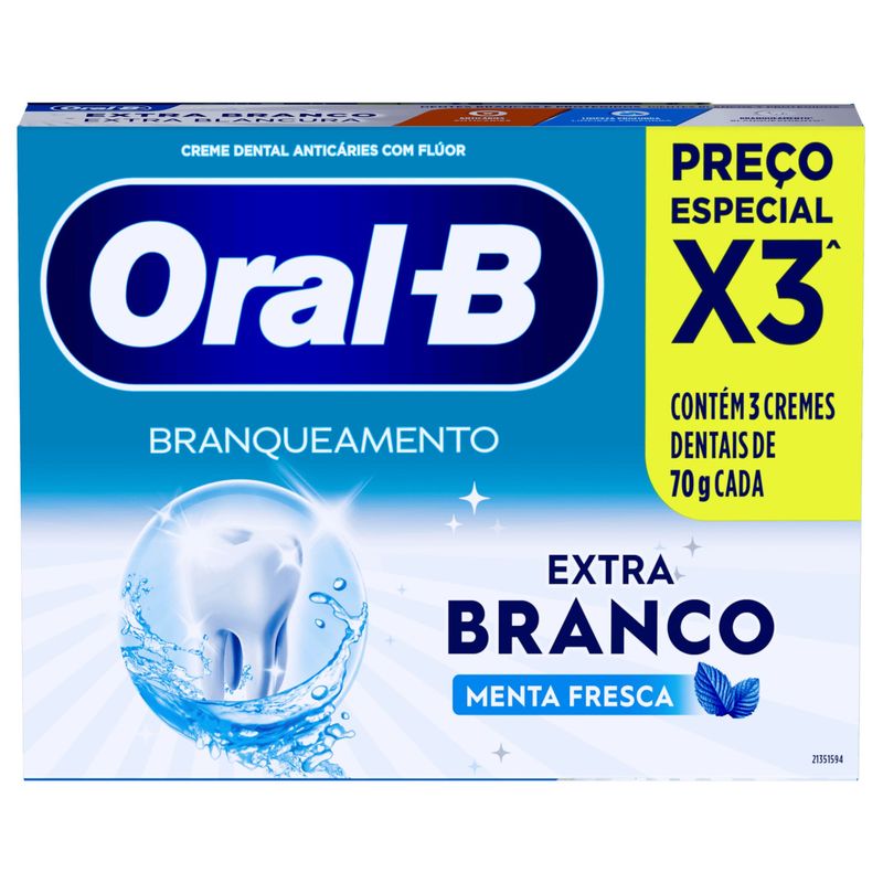 Creme Dental 70g C3 Oral B Extra Branco Menta Fresca