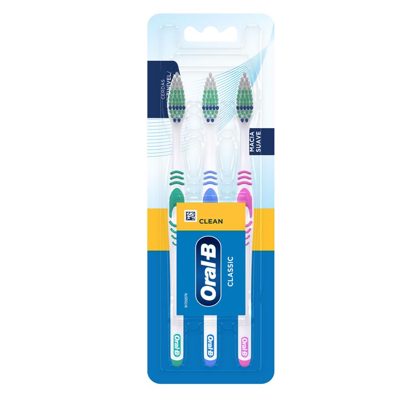 Escova Dental Oral-B Classic N40 Macia Com 3 Unidades