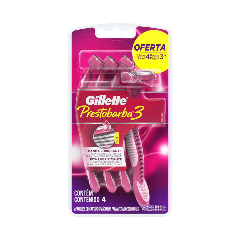 Aparelho Depilatorio Descartavel Gillette Prestobarba 3 Leve 4 Pague 3