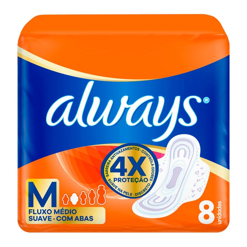 Absorvente Always Pink Suave com Abas 8 un