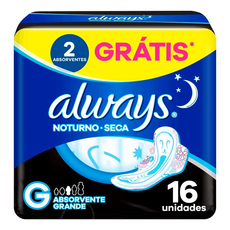 Absorvente Always Noturno Seca com Abas 16 un