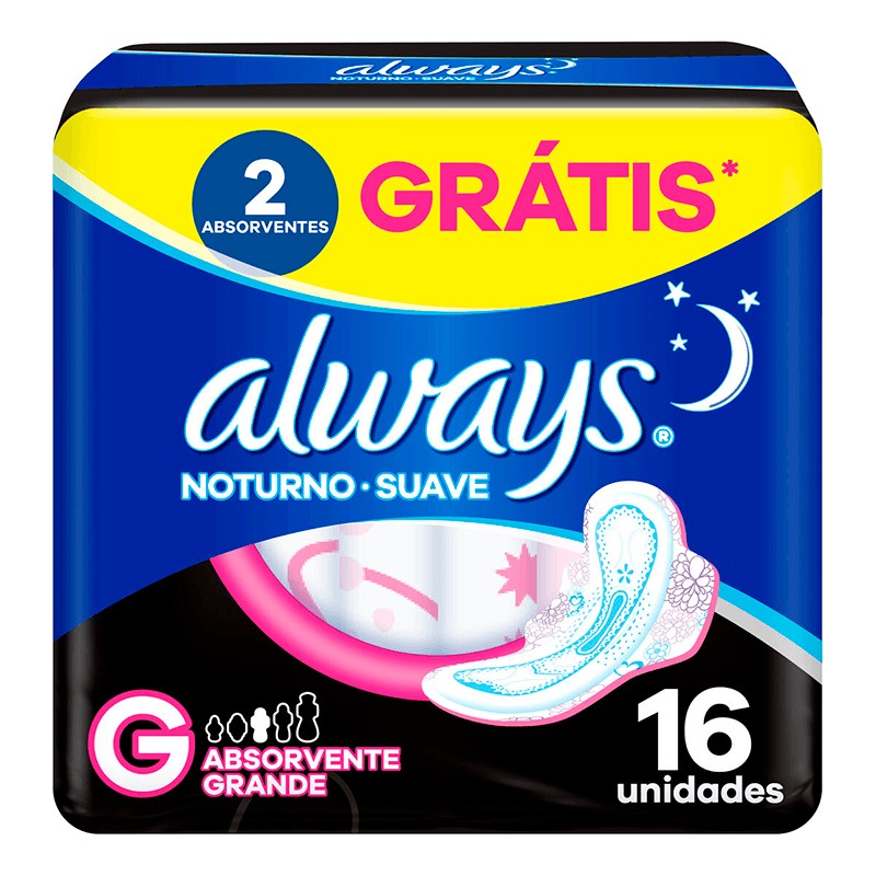 Absorvente Always Noturno Pink com Abas L16p14