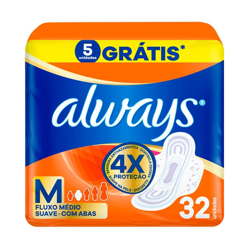 Absorvente Extra Always M Suave com Abas 32 un