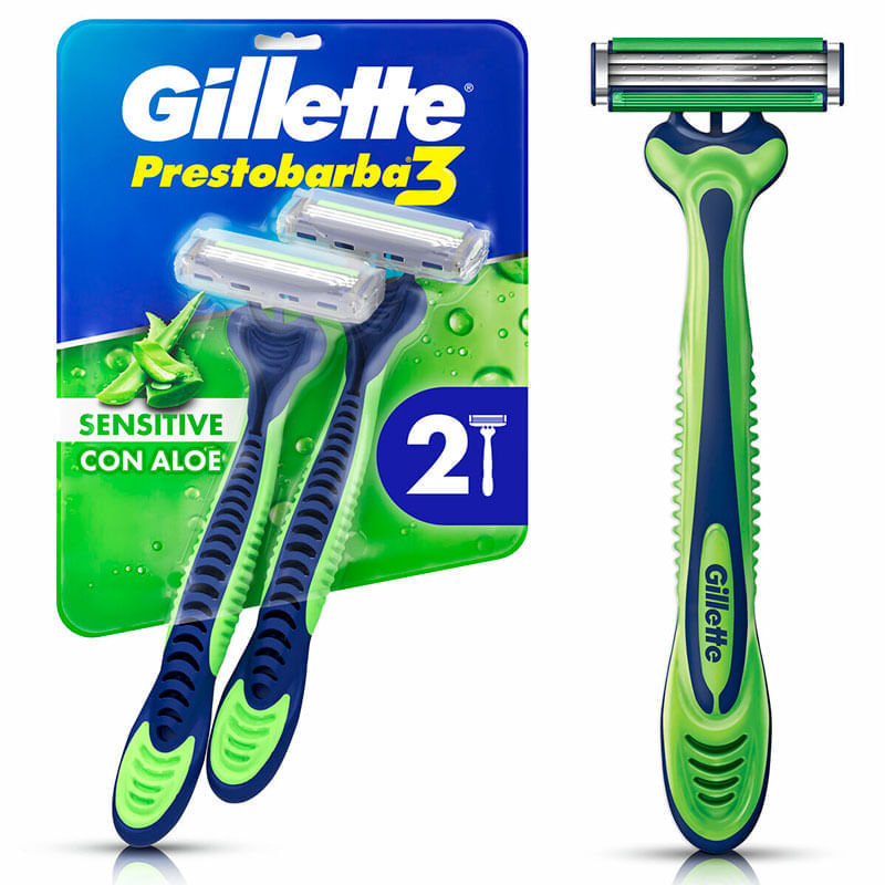 Aparelho De Barbear Descartavel Gillette Prestobarba 3 Sensitive Confortgel Com 2 Unidades