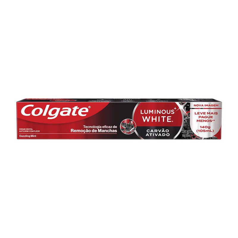 Creme Dental Colgate Luminous White Carvao Ativado 140g
