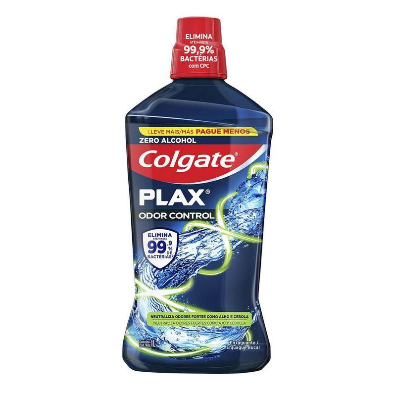 Enxaguante Bucal Zero Alcool Colgate Plax Odor Control Frasco 1000ml