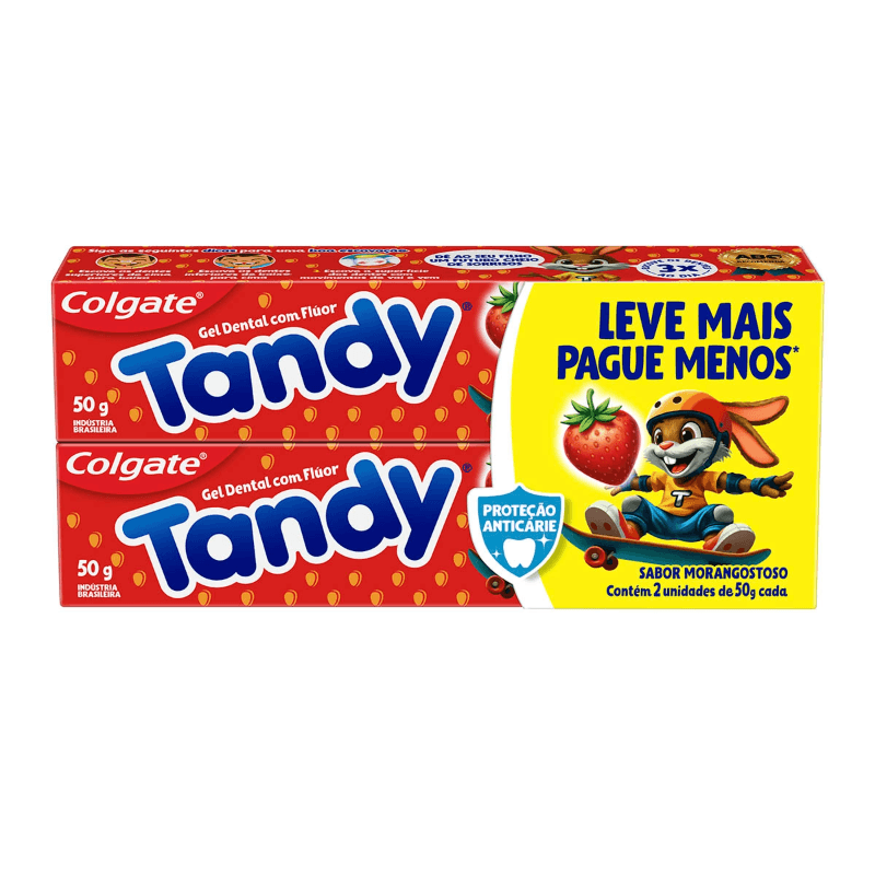 Pack Gel Dental Infantil Com Fluor Morangostoso Colgate Tandy Caixa 2 Unidades 50g Cada
