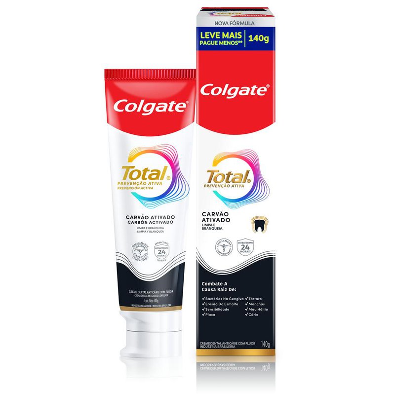 Creme Dental Colgate Total 12 Carvao Ativado 140g