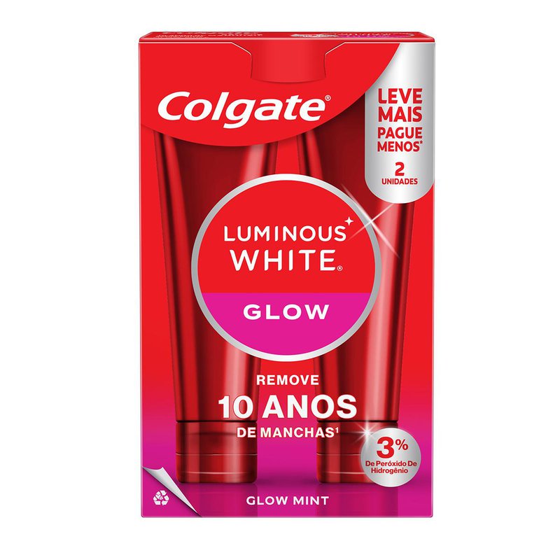 Pack Creme Dental Glow Mint Colgate Luminous White Caixa 2 Unidades De 70g Cada Preco Especial