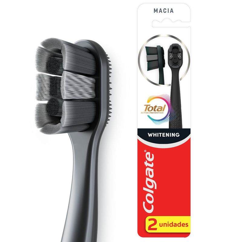 Escova Dental Suave Whitening Colgate Total Active Prevention 2 Unidades