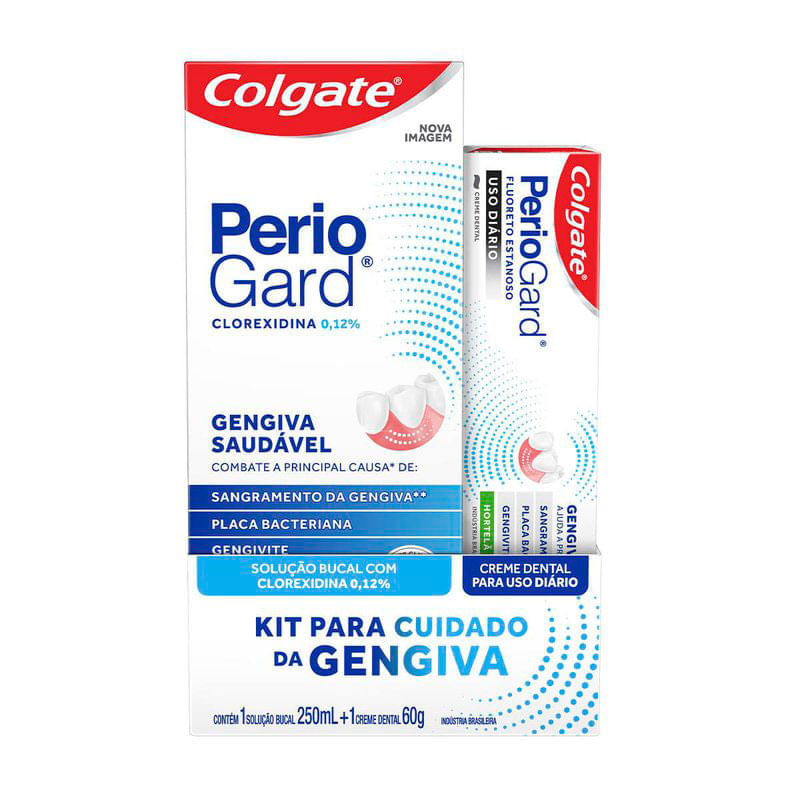 Kit Enxaguante Bucal Zero Alcool 250ml Creme Dental Hortela 60g Colgate Periogard Gengiva Saudavel