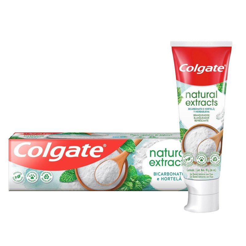 Gel Dental Anticaries Com Fluor Bicarbonato E Hortela Colgate Natural Extracts Caixa 90g