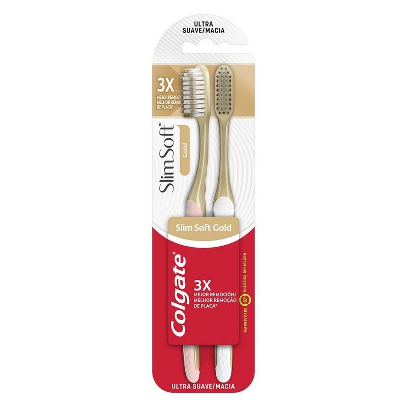 Escova Dental Ultramacia Colgate Slim Soft Gold 2 Unidades