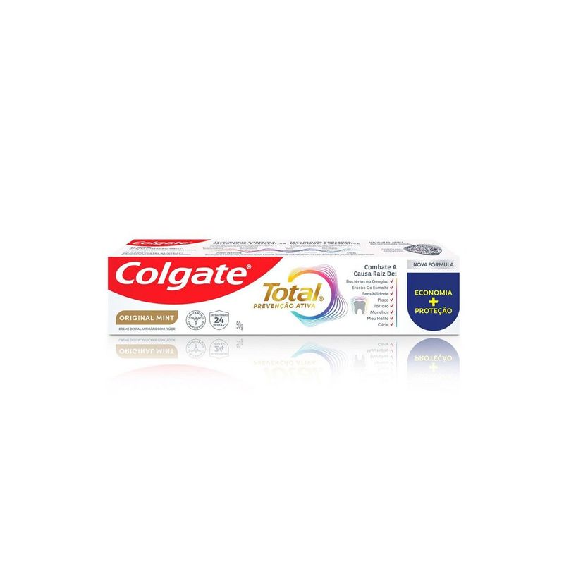 Creme Dental Anticarie Com Fluor Original Mint Colgate Total Prevencao Ativa Caixa 50g