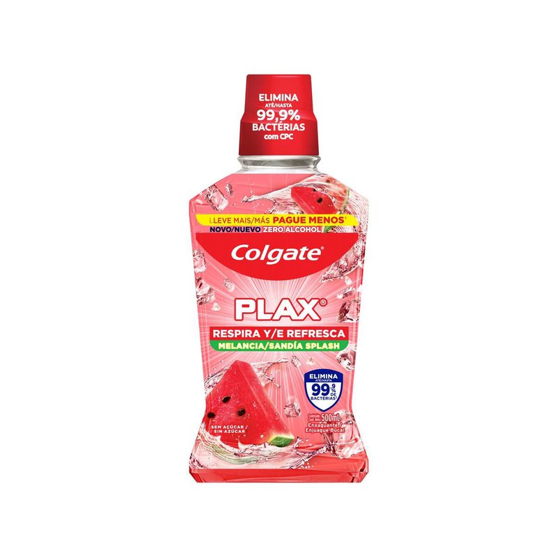 Enxaguante Bucal Melancia Zero Açucar Colgate Plax Frasco 500ml Leve Mais Pague Menos