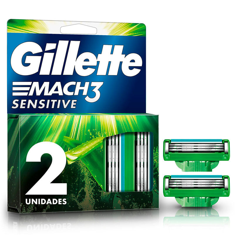 Carga Para Aparelho De Barbear Gillette Mach3 Sensitive Com 2 Unidades