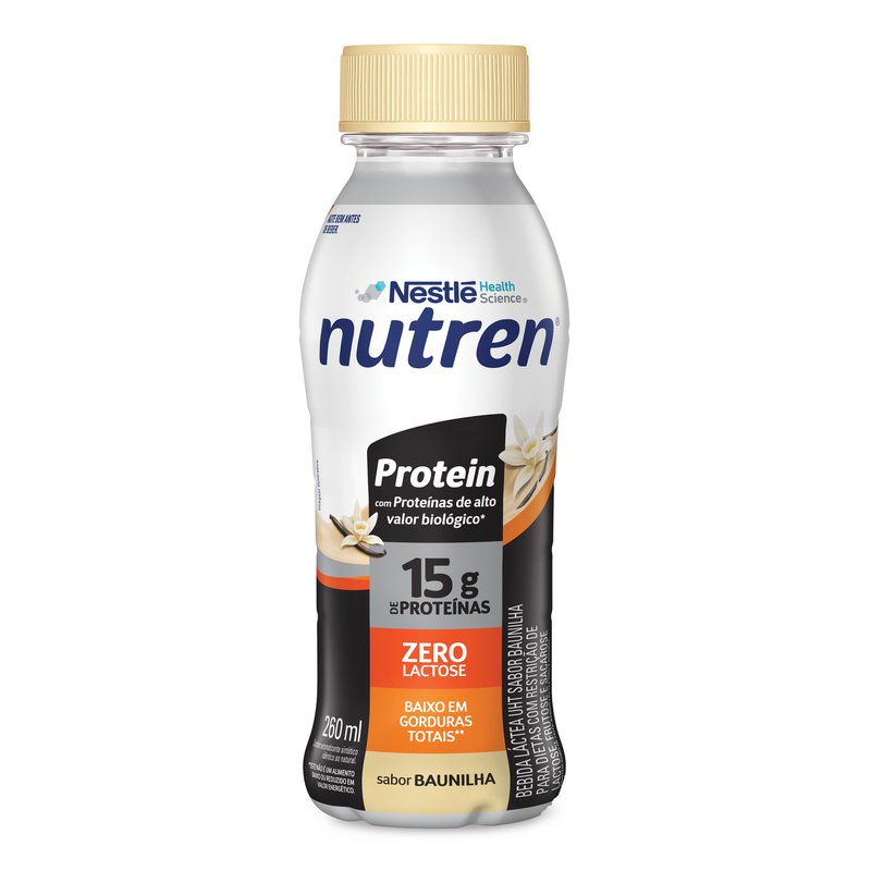 Bebida Lactea UHT 15g De Proteina Baunilha Zero Lactose Para Dietas Com Restricao De Lactose, Frutose E Sacarose Nutren Protein Fras Co 260ml