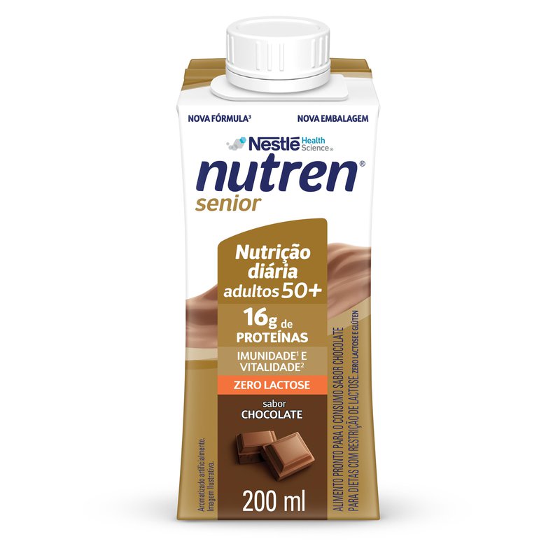 Nutren Senior Caixa 200ml Complemento Alimentar Chocolate Zero Lactose Para Dietas Com Restricao De Lactose 16g De Proteinas