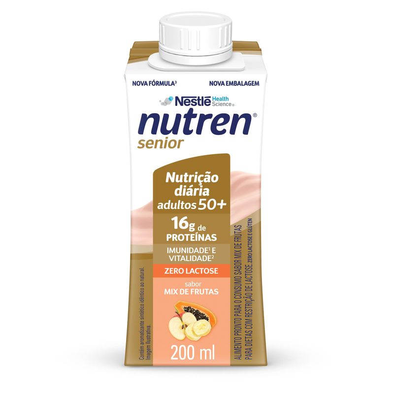 Nutren Senior Caixa 200ml Complemento Alimentar Mix De Frutas Zero Lactose Para Dietas Com Restricao De Lactose 16g De Proteinas