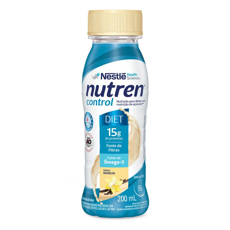 Complemento Alimentar Liquido Baunilha Diet Zero Lactose Para Dietas Com Restricao De Sacarose, Frutose, Glisose E Lactose 15g De Pr Oteinas Nutren Control Caixa 200ml